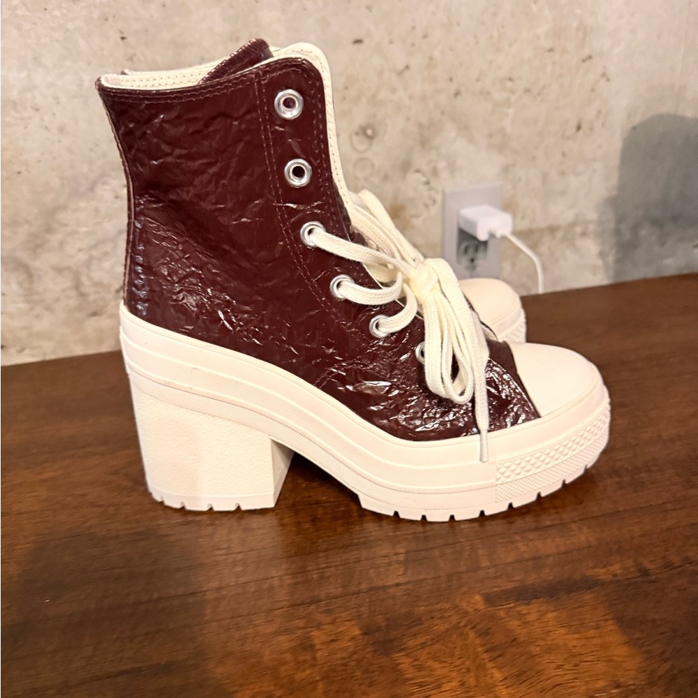 Converse Burgundy and Cream Lace-Up Boots